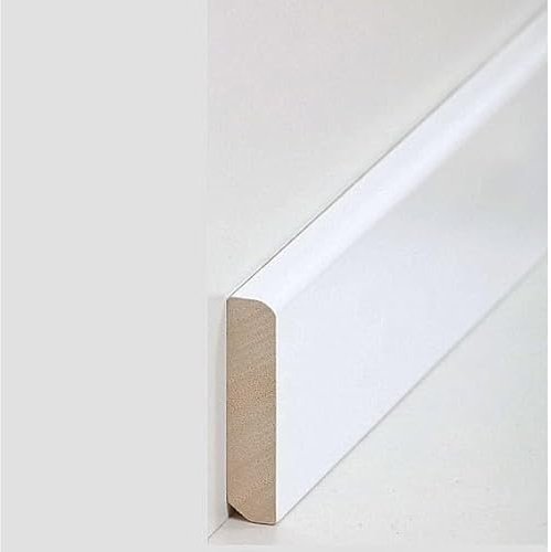 Sockelleiste Massivholz 13 x 58 x 2400 mm Massivholz Weiß zum Kleben, Clipsen, Schrauben & Nageln Fußleiste by PROVISTON 12 Meter | 5 Stück