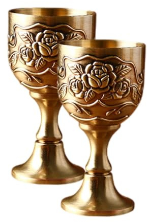 QWFVHJ Gobelet de communion, gobelet à calice vintage, 2 pièces verre à vin rétro verres rétro coupe à calice verres à vin antiques verres à whisky verres dorés
