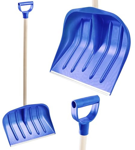 Schneeschaufeln (Blau, 135 cm Holzgriff)