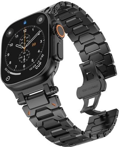 KADES 49mm 46mm 45mm 44mm 42mm(series 3 2 1) for Apple Watch Strap for Men,Upgraded Solid Metal Connector Band Link Strap for iWatch Ultra 3/Ultra 2 1/SE 3 2 1/Series 11 10 9 8 7 6 5 4 3 2 1,Black