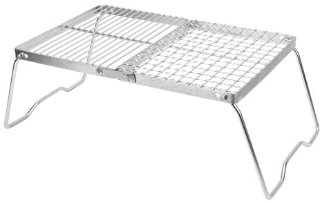 Campfire Grill, Portable Folding Camping BBQ Grill, Heavy Duty Stainless Steel Mesh Grate with Storage Bag, Outdoor Camping Grates Over Fire Pit, Campfire Cooking Equipment