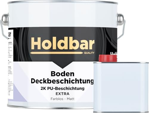 Holdbar Boden Deckbeschichtung Extra Matt 2,5Kg - Hochwertige Garagenbodenbeschichtung - Epoxidharz Bodenbeschichtung, Weichmacherbeständig – ideal für Garage & Werkstatt