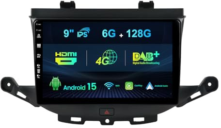 MISONDA 6G+128G Android 15 Autoradio para Opel Astra K/Buick-Camera+Mic- Integrado Dab+/4G/HDMI/CarPlay/Android Auto/DSP/GPS/FM/RDS/WiFi/BT5.0/SWC Radio con 9 Pulgadas Pantalla