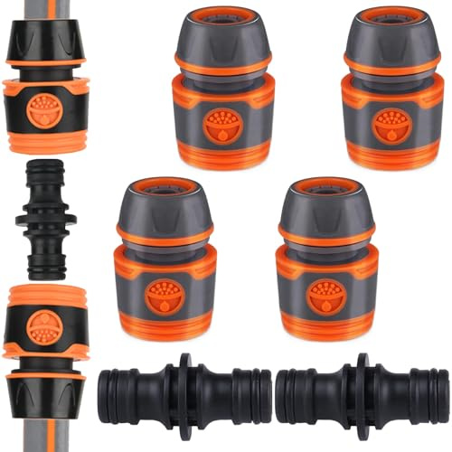 WQNNQW 6 Pièces Embout Tuyau Arrosage,Raccord Tuyau D'arrosage,Rallonge Tuyau Arrosage,Raccord Tuyau Arrosage,Connecteur Tuyau Arrosage,Adaptateur Tuyau Arrosage,Raccord Tuyau,pour 13 Mm (1/2 Pouce)