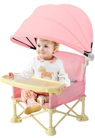 Tragbarer Kindersitz mit Tablett | Klappstuhl für Mahlzeiten im Freien | Tragbarer Kinderstuhl mit Sonnenschutz für Haus Garten Reise Camping Picknick