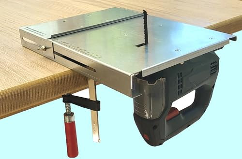Mesa de sierra de calar con guía de hoja de sierra, diseño compacto para cortes de sierra rectos y curvados