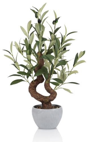 HPNIUB Kuenstlicher Olivenbaum Hoch Topfpflanze Kunststein Bonsai Pflanzen