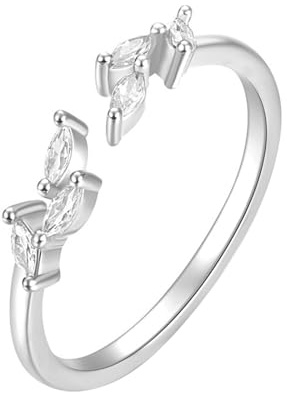 Ring Deko Ringe Frauen Weissgold Weiß 14 Karat Au585 1.5X2.5mm Marquise Moissanit Größe 47 (15.0) Vorsteckring für Tante Elegant Schmuck Geschenk