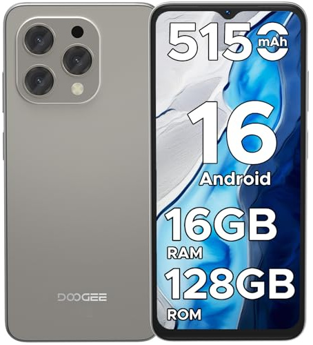 DOOGEE N55 Android 16 Smartphone, 16GB+128GB/2TB TF, 90Hz 6.56 HD+Display Telefono, UNISOC T7200, 13MP+8MP Camera Cellulare, 5150mAh Batteries Telefoni, 4G Dual SIM/Widevine L1/Face Unlock, Natural