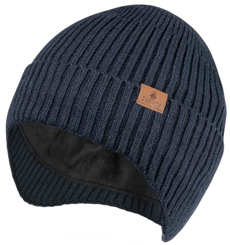 Ocatoma Wintermütze,Mütze mit Ohrklappen für Herren Damen,Fleece Futter | Warmem Weich Stretchy Strickmütze Außenbereich Beanie Geschenke für Männer Frauen