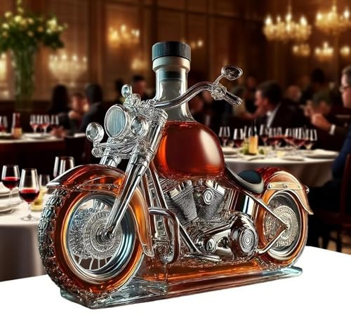Hemoravoma Motorcycle Whisky Decanter, Glass Liquor Bottle Aerator, Vintage Decorative Alcohol Dispenser, Creative Carafe for Men Dad Home Kitchen Bar Birthday Gift