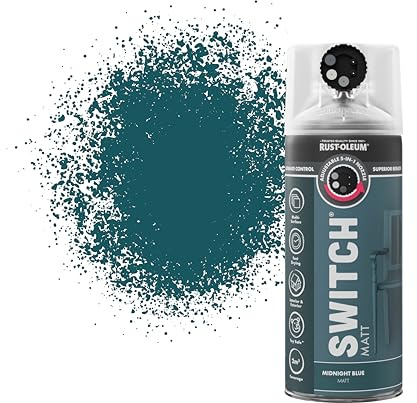 Rust-Oleum Switch 5 in 1 Nozzle Multi Surface Topcoat Decorative Spray Paint Aerosol 400ml Midnight Blue Matt Finish