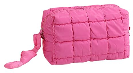 Ahuuen Reise Make-Up Tasche, Einfarbiger Moderner Organizer, Reise Aufbewahrung Tasche Gesteppt, für Lippenstifte Lotion Augenbrauenstift Lidschatten Concealer Wohnheim Camping Dating