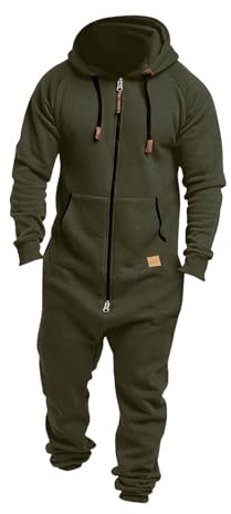 ZDSUHYIW Arbeitsoverall Herren Jumpsuit Mit Kapuze Jogging Cargo-Style Onesie Trainingsanzug Kuschelig Fleece Einteiler Jogger Anzug Hausanzug Elegant Warm Winter Sportanzug