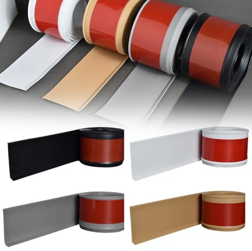Tidevib Battiscopa in plastica PVC, 2 m x 10 cm, rivestimento murale autodecorativo, staccare e applicare