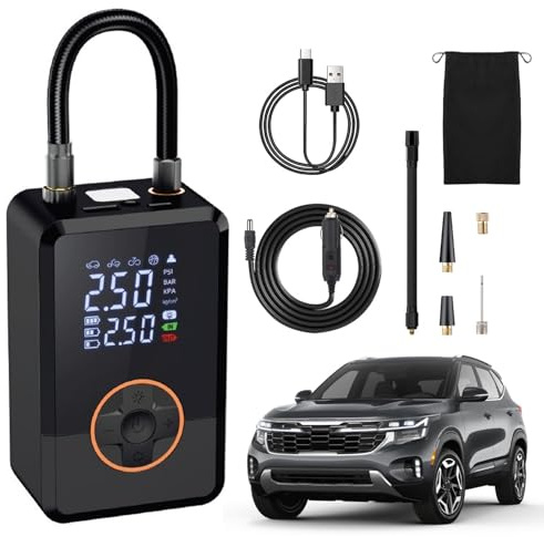 Pompa per Gonfiare Pneumatici | Manometro Digitale con Luce a LED - Pompa per Pneumatici con Manometro - Bicicletta Moto Pallone Da Basket Suv Berlina Camion Principianti Professionisti