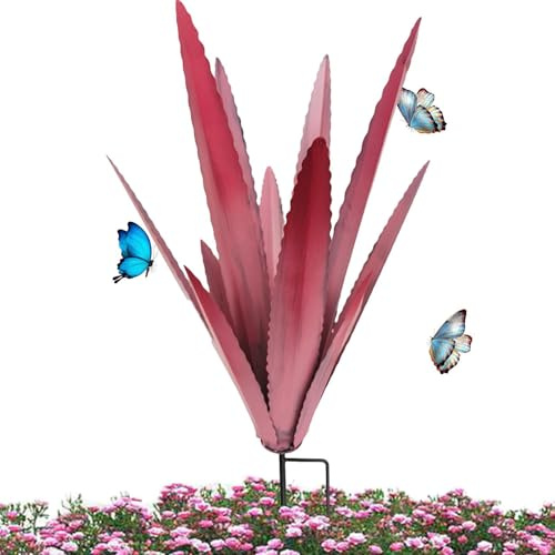 Escultura de agave de metal genérica – arte de jardín rústico tequila resistente a las inclemencias del tiempo, estaca de metal para patio exterior y decoración interior, figura de desierto P