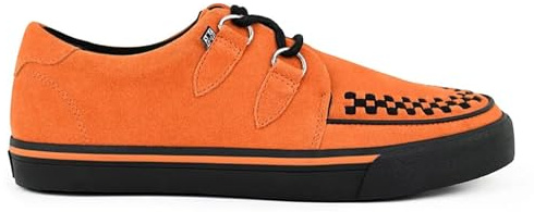 TUK skor unisex spetsig Creeper sneaker – läder gotiska plattformsskor med skalle och ben sula, Orange, 36.5/38 EU