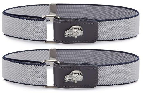 Laddheid pojkbälte elastiskt bälte 1–6 år 34–65 cm P15S, Grå/svart/bil, 1er-Pack 62 cm x 2,5 cm