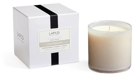 LAFCO New York Signature Candle, Star Magnolia - 15.5 oz - 90-Hour Burn Time - Reusable, Hand Blown Glass Vessel - Made in The USA
