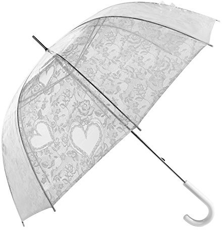 Falconetti® Brautschirm Regenschirm durchsichtig transparent - Herzen
