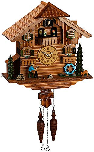 St. Leonhard Cuckoo Clock: Handgeschnitzte Quarz-Kuckucksuhr mit Musik und beweglichen Figuren (Wand-Uhren, Kuckucksuhr-Uhr, Schwarzwald)