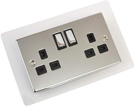 Single Double Light Plug Socket Switch Surround Finger Plate Acrylic (Clear, Double)