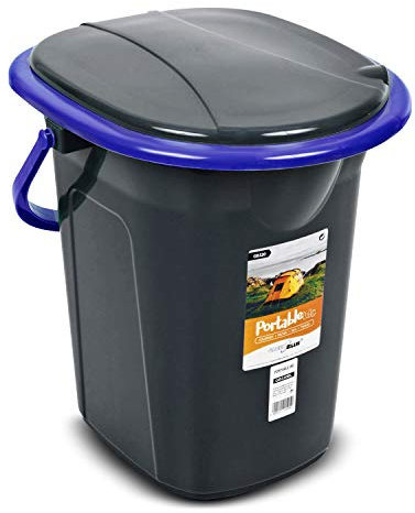 Green Blue GB320GO Toilette Turistica Secchio Toilette Portatile 19 Litri Diversi Colori Viaggio Campeggio WC Resistente (Nero-Blu)