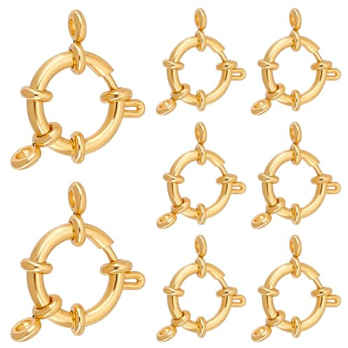 UNICRAFTALE 8 Piezas Cierres Resorte Dorados Acero Inoxidable Anillo Cerrado Conector Superficie Lisa para Joyería DIY 23x14x4mm Agujero 2.5mm