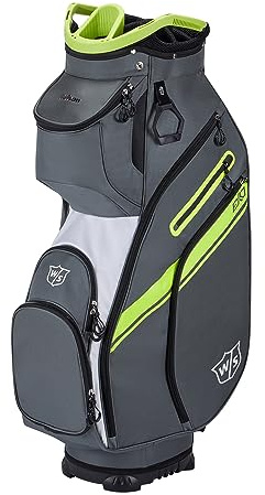 Wilson Staff Golftasche, EXO II Cart Bag, Trolleytasche, Für bis zu 14 Schläger, Grau/Weiß/Limettengrün, 2,3 kg, WGB6650CH
