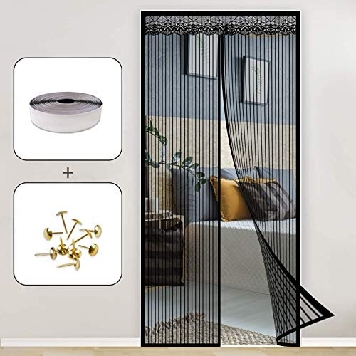 GOUTUI Fliegengitter Magnet 80x245cm Insektenschutz Insektenschutz Für Balkontür Automatisches Schließen für Holz, Eisen, Aluminium Türen und Balkon, Schwarz