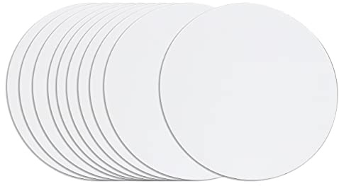 Paintersisters Runder Malkarton 10er Set 20cm Durchmesser mit Qualitäts-Leinwand 280gr/m², malfertig grundiert, Sparsets Malpappe, Kunstleinwandtafel (20cm, 10er-Set)