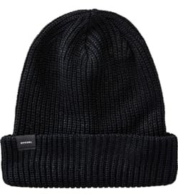 RIP CURL Impact Regular Beanie Hat - Black - Unisex - Regular fit - Woven badge. 100% Acrylic - High roll