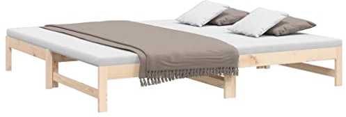 vidaXL Sofá Cama Extraíble para Invitados Plegable Mobiliario Mueble Multiusos Salón Sala de Estar Madera Maciza de Pino 2X(80x200) cm