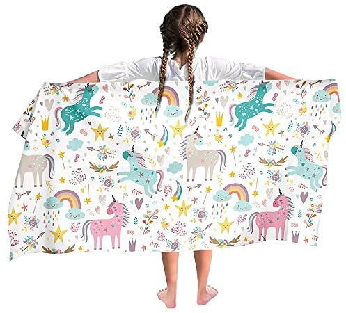 Ulticool Toalla de Mano con diseño de Unicornio, Estrella de Unicorn, para niños, niñas, niños, Toalla de baño de Secado rápido, 140 x 70 cm, para Viajes, Gimnasio, Deporte, SPA, Yoga, Rosa, Azul