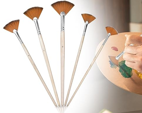 ZoeTekway 5 Stück Nylon Fächerpinsel Pinselset Acrylfarben Künstlerbedarf für Pinsel Acrylfarbe Aquarellpinsel Acrylmalerei