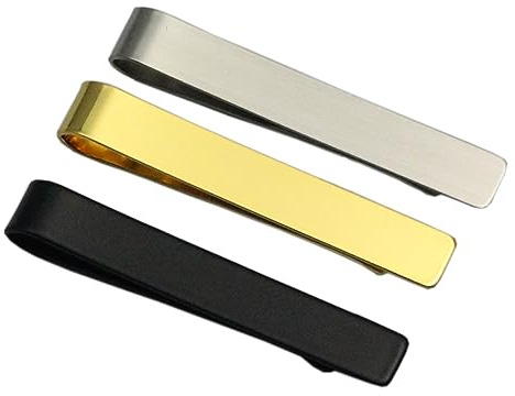 3 Stück Herren Dünn Krawattenklammer,Business Hochzeit Krawattennadel aus Edelstahl,Hochzeit Krawattenklammer Set,Hochzeit Party Tag Geschenk（Silber/Gold/schwarz）