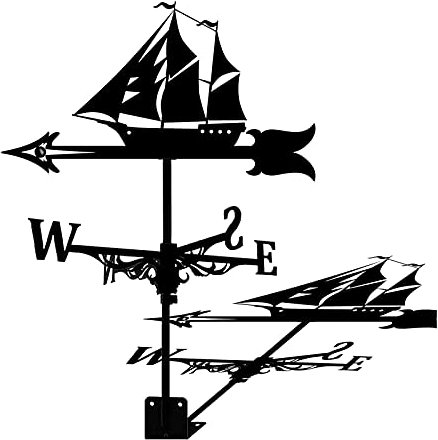 EICOFF Exquisito Adorno de Veleta de Metal Veleta de velero para Montaje en Techo Escena de Granja al Aire Libre Estaca de jardín Veleta Indicador de dirección del Viento con Revestimiento antioxid