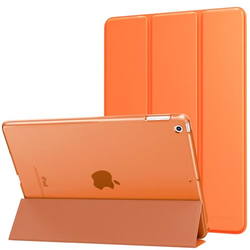 MoKo Smart hülle für iPad 5./6. Generation 9.7 Zoll 2018/2017, Orange | PU Leder Tasche Schutzhülle Schale Smart Case mit Transluzent Rücken Deckel Auto Schlaf/Wach Stanfunktion