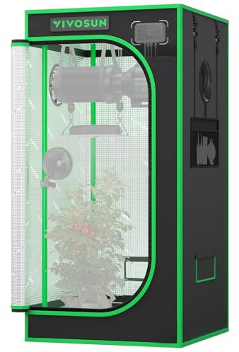 VIVOSUN Pro Tienda de Cultivo 60x60x120 cm, Armario de Cultivo Interior con Tubos Metálicos de 22 mm, Tela Oxford y Mylar Reflectante, Carpa Hidropónica Compatible con AeroLight A100 (sin Kit CFM)