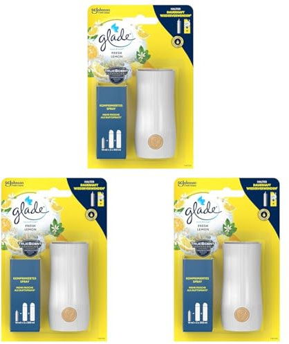 Glade Touch & Fresh (Brise One Touch) Mini Spray, Raumduft, Halter inkl. 1 Nachfüller, Fresh Lemon (Limone), 10 ml (Packung mit 3)
