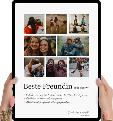 Personalised Fotogeschenk auf Holz - Weihnachten Geschenk für die Beste Freundin - 8 Bilder