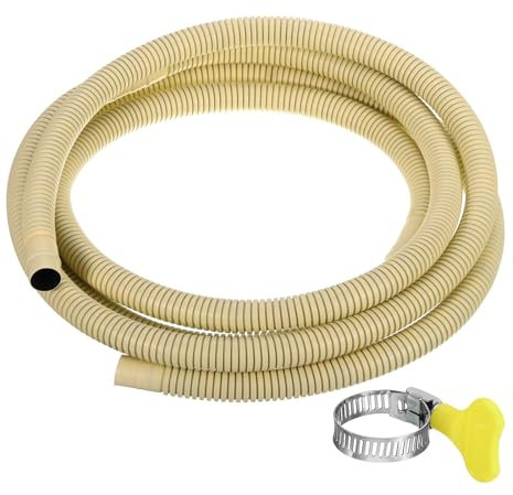 PATIKIL 10ft Air Conditioner Drain Hose, Universal AC Drain Hose with Clamp for Replacement and Drain Hose Extension Ductless Mini-Split Window AC Unit Faucet, Beige