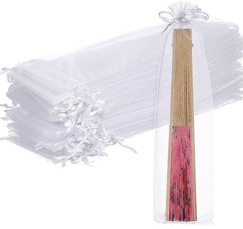 Ipetboom Organza Geschenktüten Weiß 50 Stück Kordelzugbeutel Transparent 25.5X6 Cm Für Schmuck Kosmetik Süßigkeiten Aufbewahrung Hochzeit Party