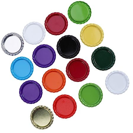 Amosfun 100 Stück 25,4mm Weißblech Bierdeckel Flachboden Bunte Flaschenverschlüsse Selbstgemacht Schmuckherstellung Bastel Kronkorken