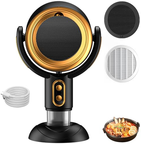 Desktop Cooker Hood,Portable Extractor Fan Kitchen with 2 Speed Adjustment, Wireless Portable Cooking Range Hood with Removable and Washable Filter, Oil Collection Cup, for Home Kitchen gold