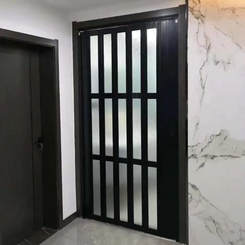 CHZDPP Teleskop-Falttüren Anpassbare Faltbare Tür, 76/91/ 121/152/ 173/234 cm Akkordeon-Innentür für Küchen, Toiletten und Restaurants, Flügeltüren mit Griffen und Glas(30x60in(76x152cm))