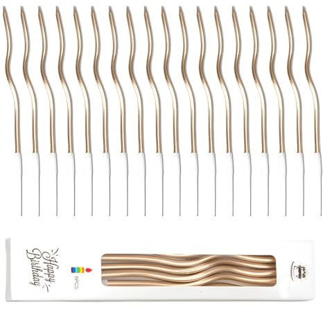 DLPRK 18 Pezzi Candele Lunghe Compleanno, Torta Scintille, Lunghi e Sottili, Candeline per Matrimonio Decorazioni Scintillanti, Stelline Scintillanti Matrimonio (Oro Metallico)