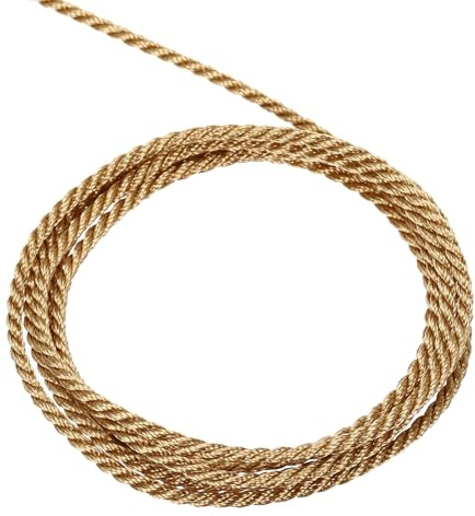 sourcing map Twisted Cord Trim, 5 Yard 2mm 3-Ply Twine Braided Rope Shiny Thread String for Craft Gift Bag Curtain Christmas Decor, Deep Gold - 5m