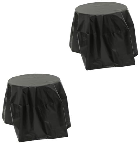 SUPVOX 2 Piezas Cubierta Redonda para Fogatas Fosa Linternas Frasco Impermeable Gas Afuera Cubiertas De Parrilla Parilla Pozo De Plegable Bol Tela De Pastelería De Plata 210d Black